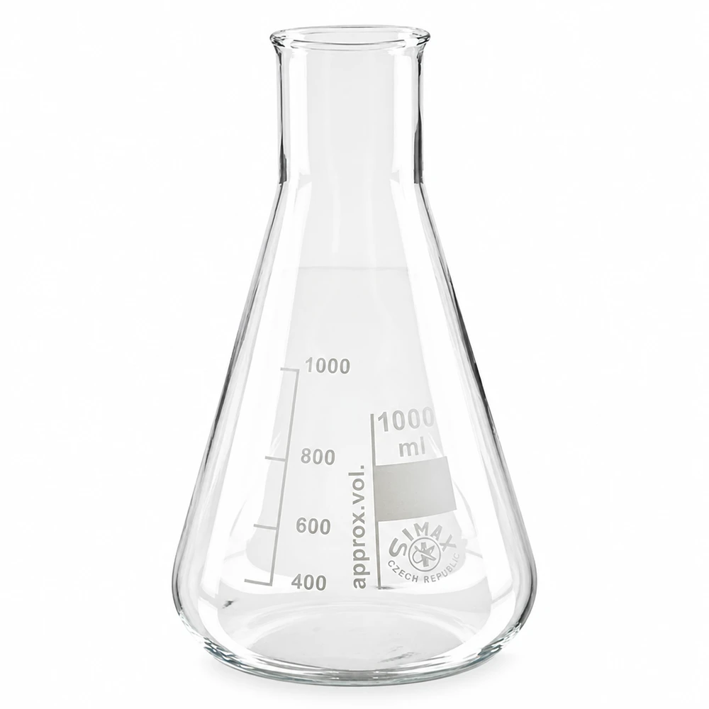 Erlenmeyer 300ml col large, verre borosilicate Erlenmeyer 300ml col large, verre borosilicate