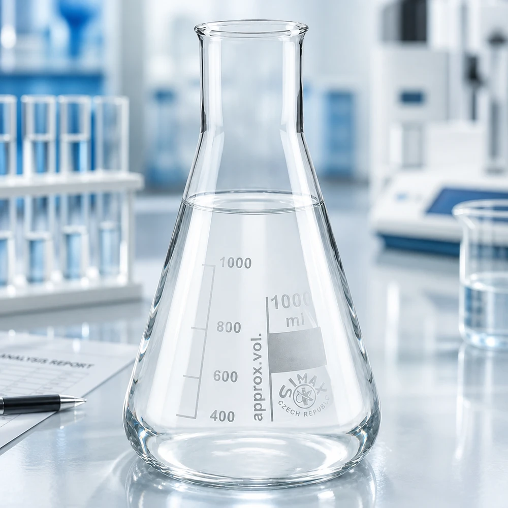 Erlenmeyer 200ml col large, verre borosilicate Erlenmeyer 200ml col large avec fond plat pour une bonne stabilité sur les tables de laboratoire