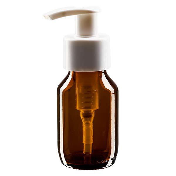 Flacon médical de 50 ml avec pompe doseuse blanche Flacon médical de 50 ml avec pompe doseuse blanche