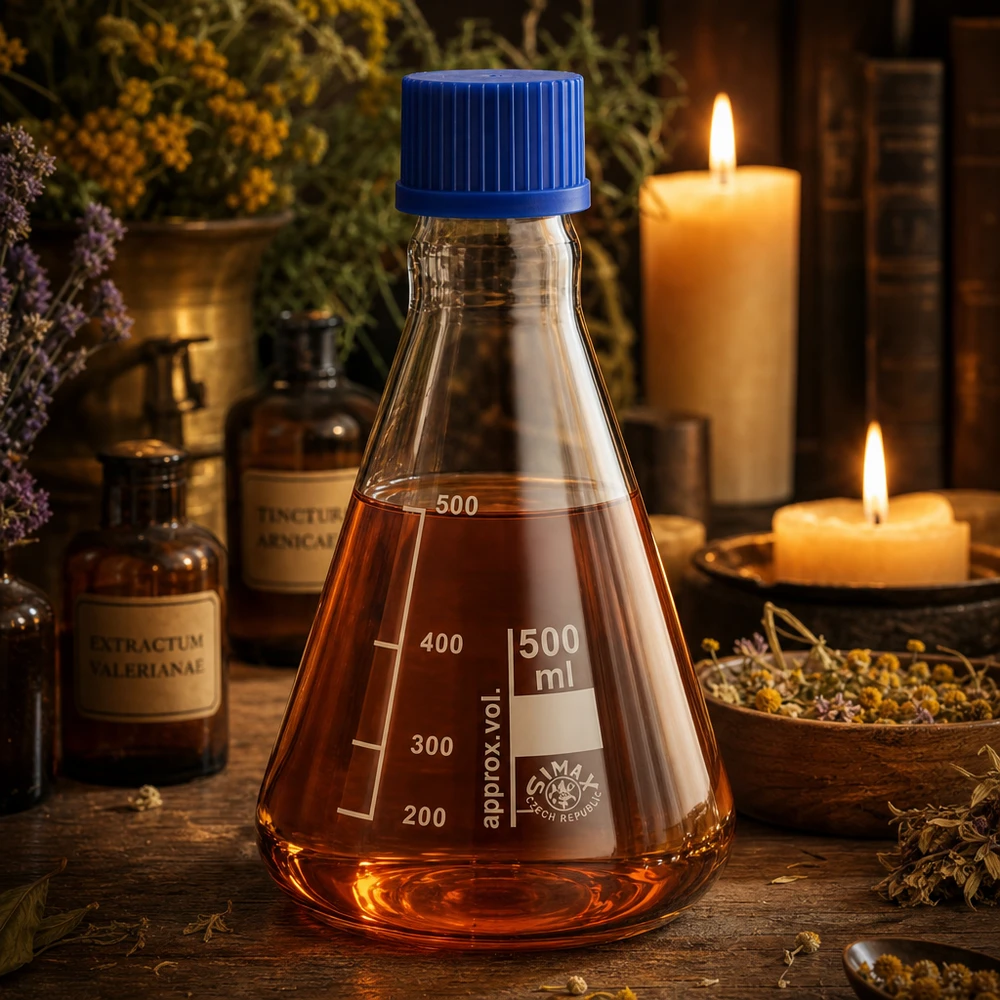Erlenmeyer 500 ml col étroit, verre borosilicate avec filetage et bouchon Erlenmeyer professionnel 500ml idéal pour la distillation et la synthèse