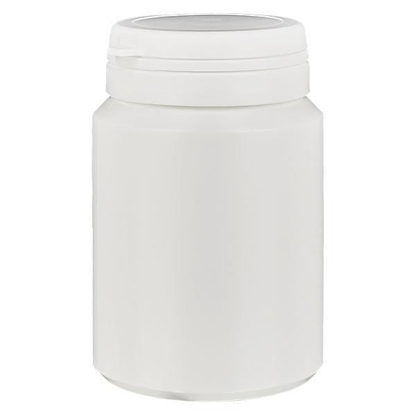 Boîte à comprimés blanche 150ml + Jaycap inviolable blanc Boîte à comprimés blanche 150ml + Jaycap inviolable blanc