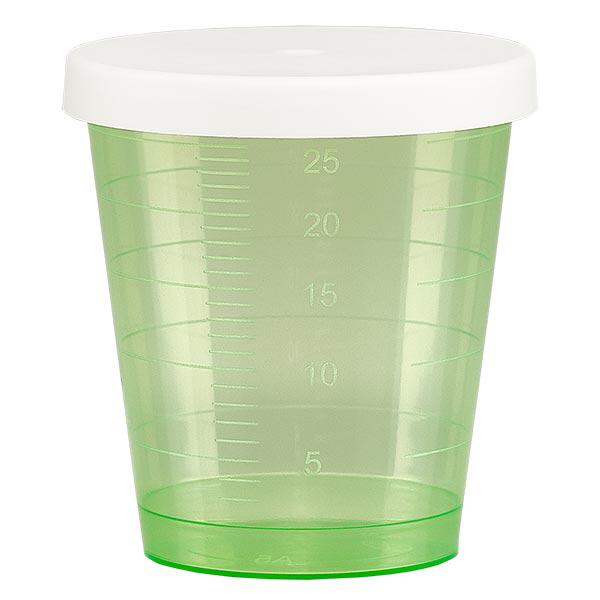 Gobelet à médicaments 30 ml + couvercle à déclic (gobelet pharmaceutique / verre à eau-de-vie) couleur : vert Gobelet à médicaments 30 ml + couvercle à déclic (gobelet pharmaceutique / verre à eau-de-vie) couleur : vert