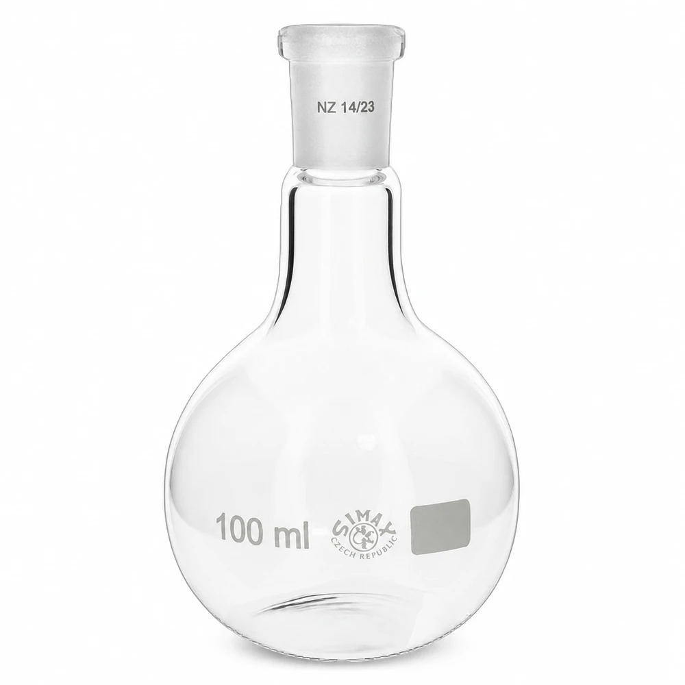 Ballon rond compact de 100 ml avec rodage standard, idéal pour les petites préparations