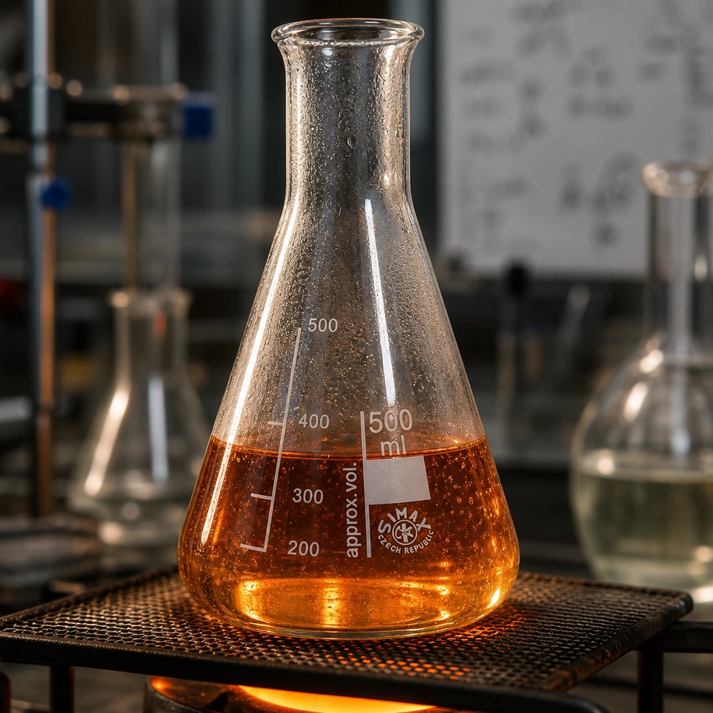 Erlenmeyer 500ml col large, verre borosilicate Erlenmeyer résistant à la chaleur 500ml sur plaque chauffante de laboratoire pour la synthèse et les réactions