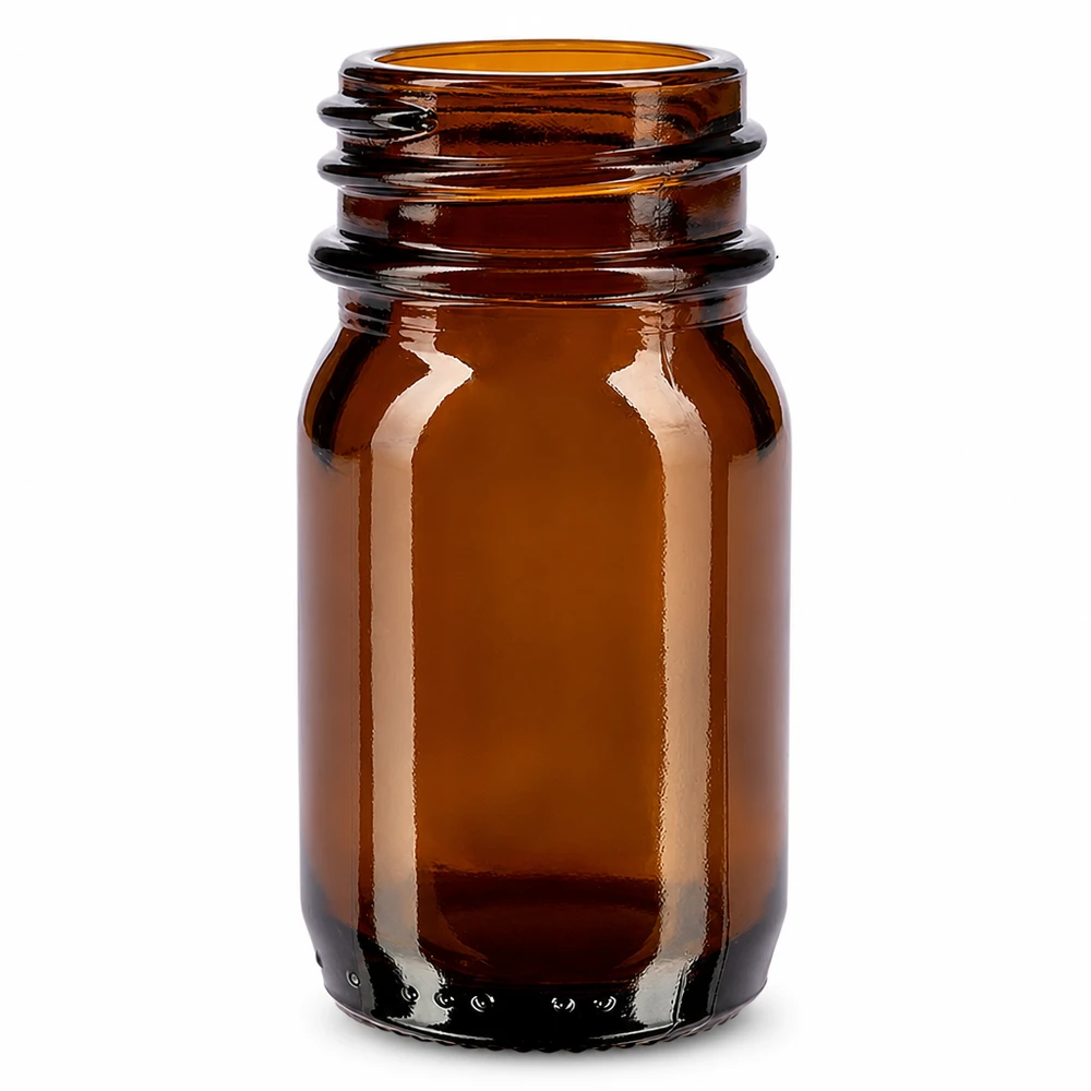 Flacon à col large de 30ml en verre brun pour la pharmacie et le laboratoire