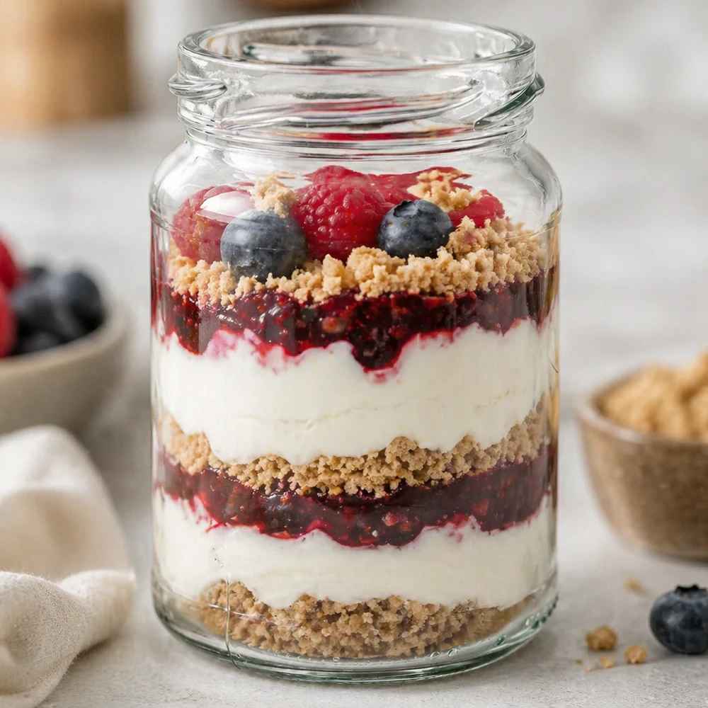 UNiTWIST Runda205 Pot rond 205ml avec dessert stratifié de yaourt baies et crumble TO58 Pot de conservation