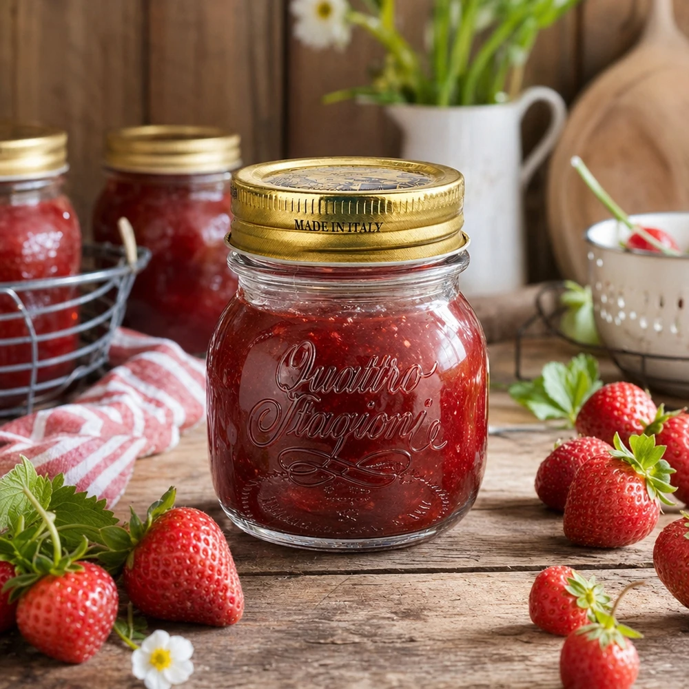 Verre rond 150ml « Quattro Stagioni » avec couvercle Verre rond 150ml « Quattro Stagioni » avec couvercle