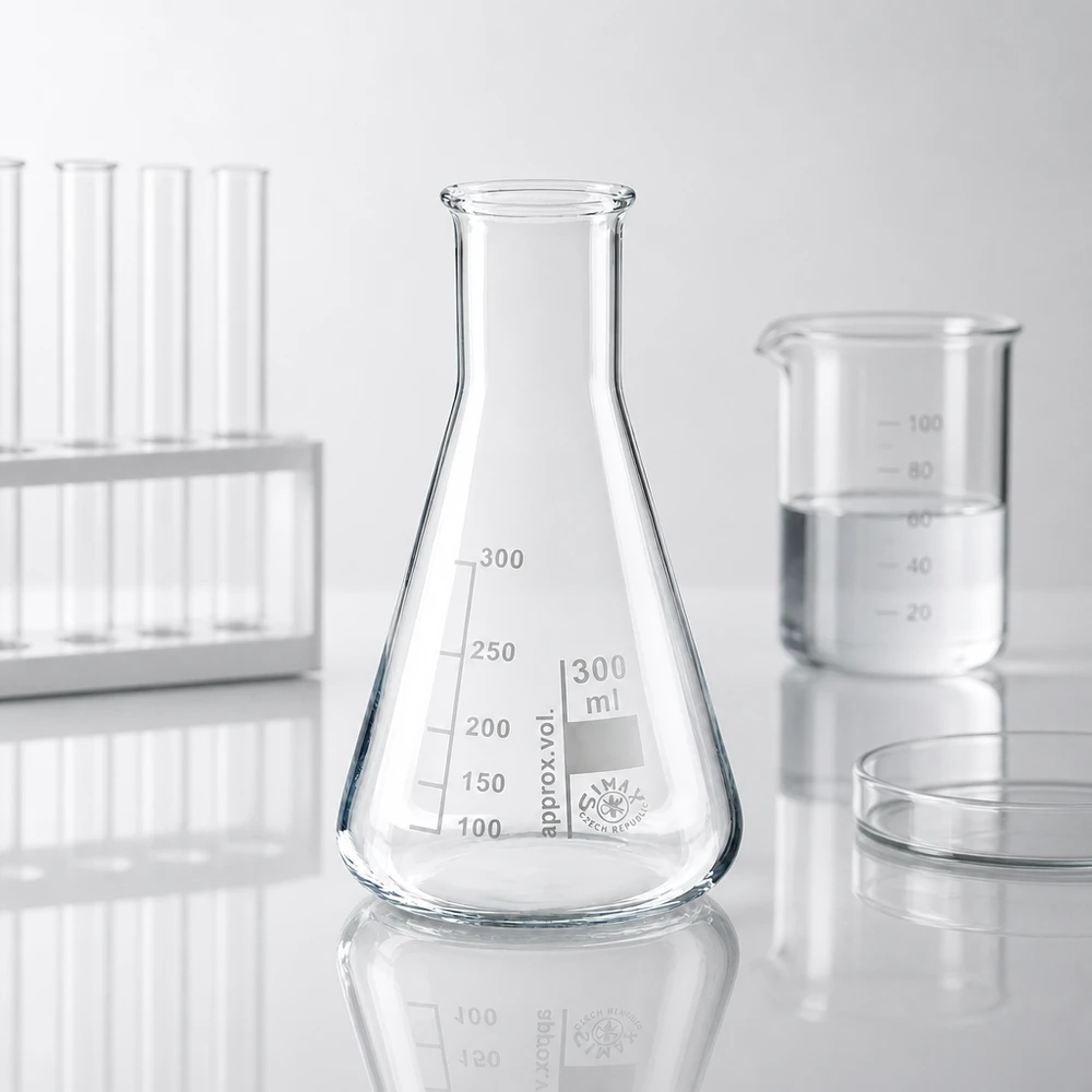 Erlenmeyer 300ml col étroit, verre borosilicate