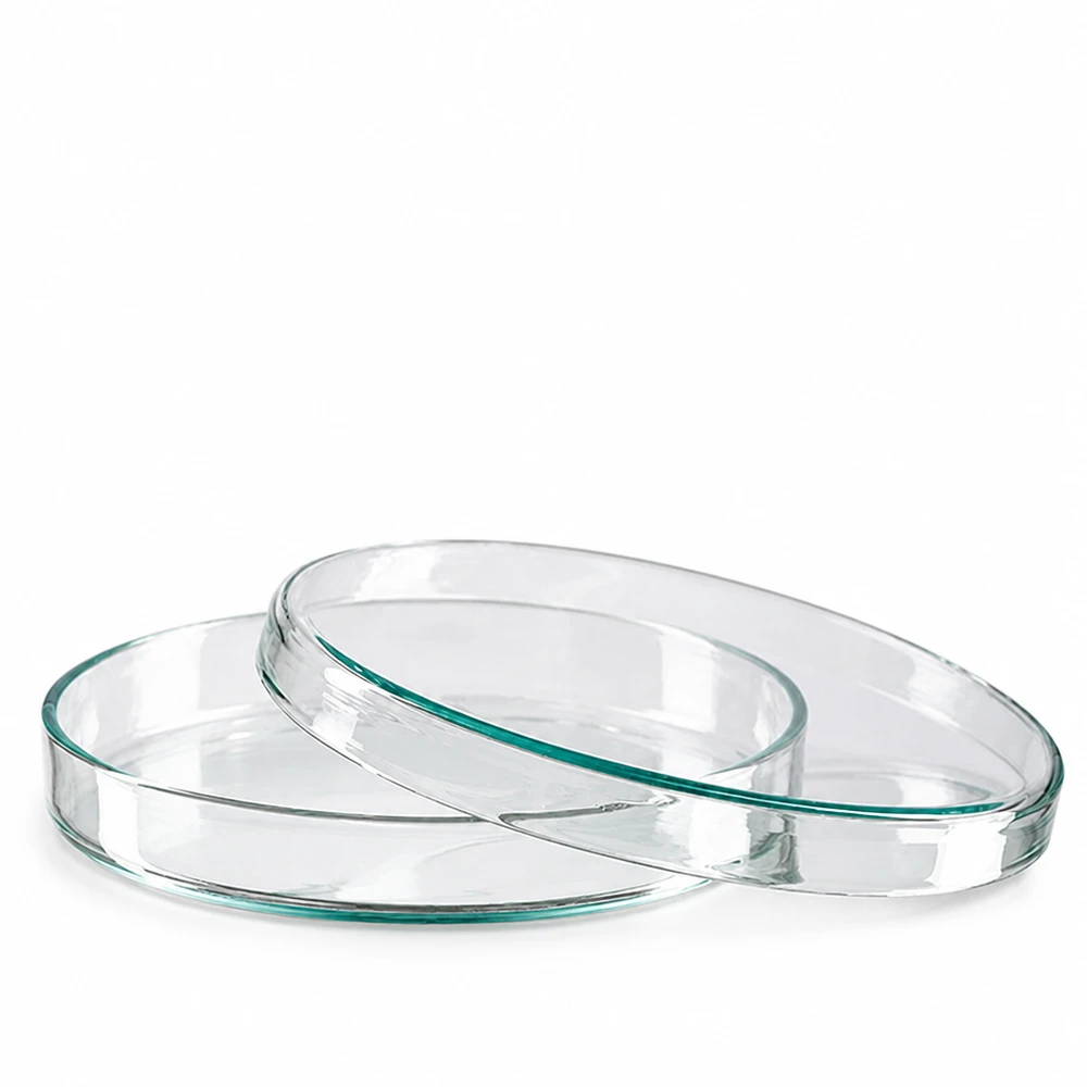 Boîte de Pétri en verre, 100 x 10 mm, transparente, destinée aux applications microbiologiques en laboratoire