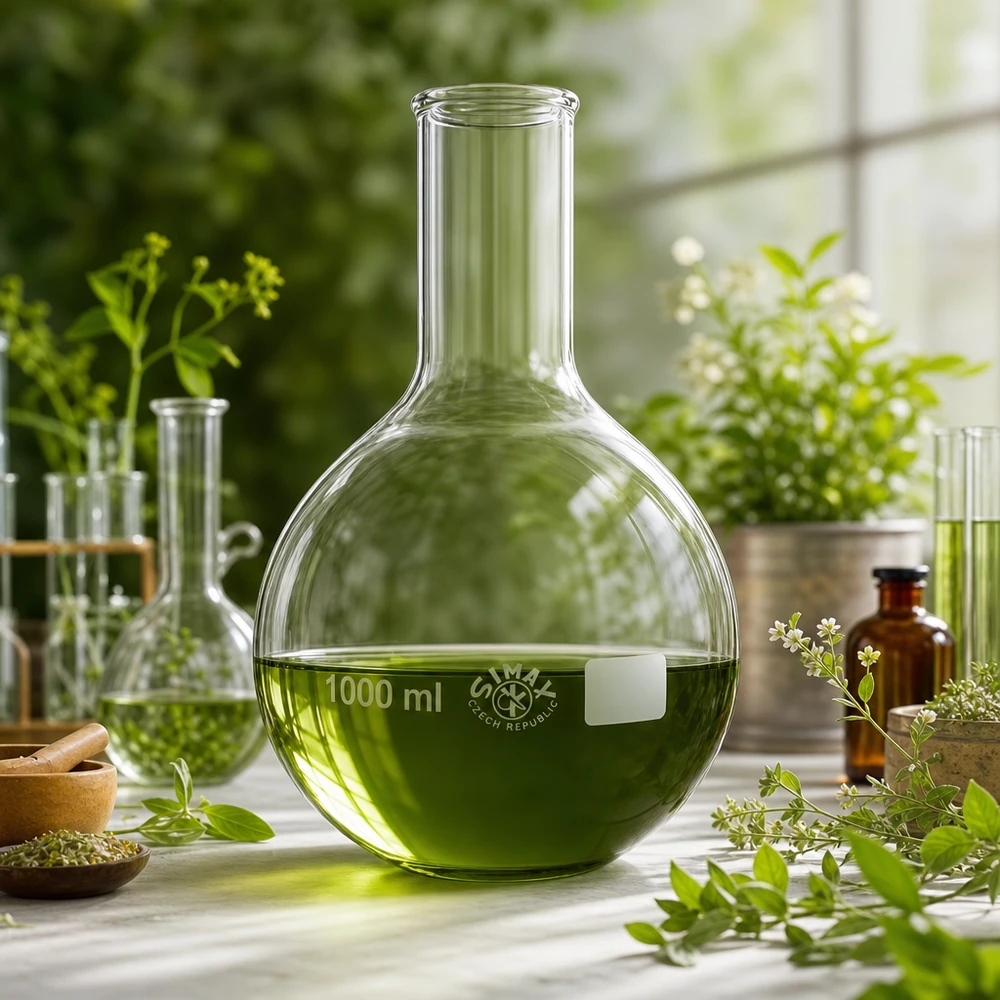Ballon à fond plat 1000 ml à col étroit, en verre borosilicate avec bord renforcé Fioles à col étroit en borosilicate 1000ml pour des processus de laboratoire respectueux de l'environnement