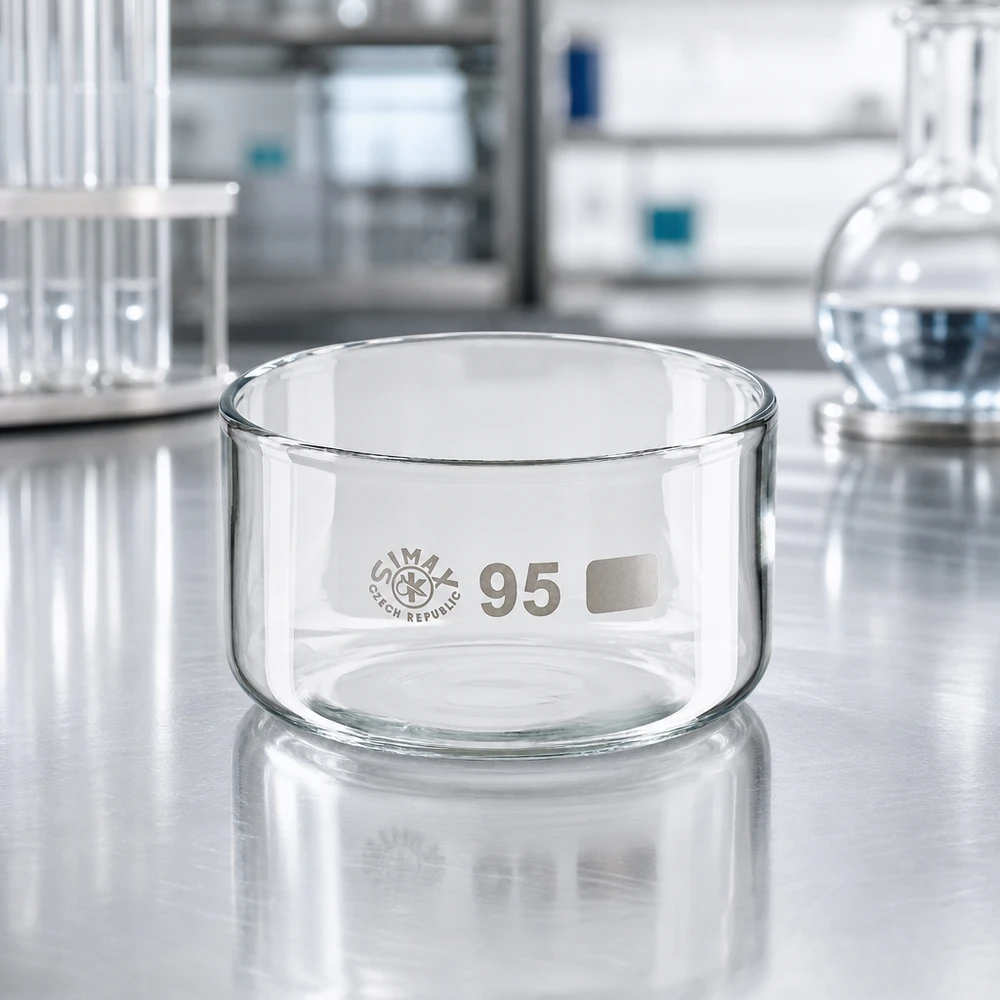 Coupelle de cristallisation 300 ml sans bec verseur Coupelle de cristallisation 300 ml Simax en verre borosilicaté, de table, en acier inoxydable, de forme ronde, à fond plat
