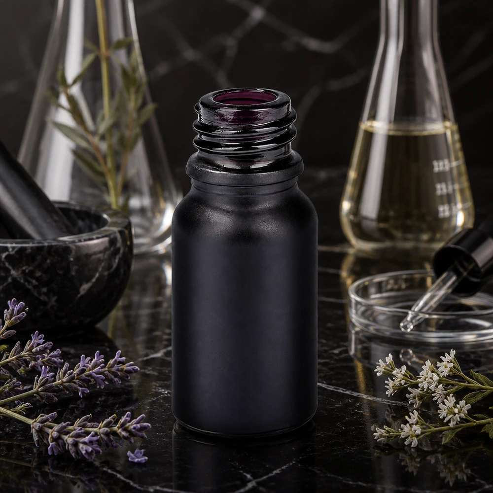 Bouteille de pharmacie de 10ml BlackLine UT18/10 UNiTWIST Bouteille de pharmacie maniable de 10 ml BlackLine UT18/10 UNiTWIST avec large ouverture pour un remplissage facile
