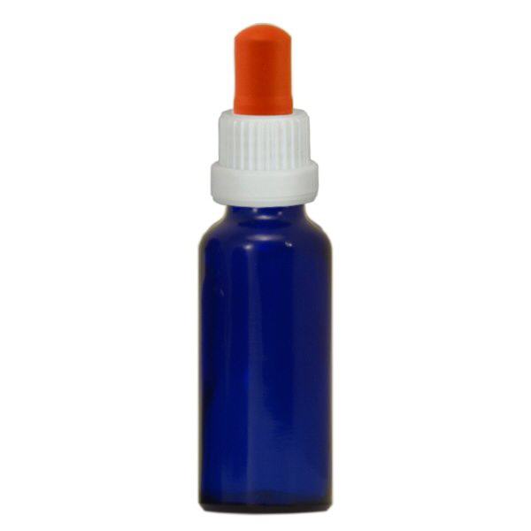 Flacon bleu 30 ml + pipette rouge et blanche à système d'inviolabilité Flacon bleu 30 ml + pipette rouge et blanche à système d'inviolabilité