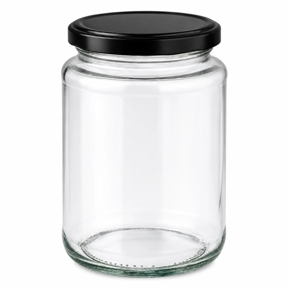 382ml Verre rond avec couvercle BasicSeal noir UNiTWIST 382ml bocal rond avec couvercle BasicSeal noir vide transparent bocal de conservation