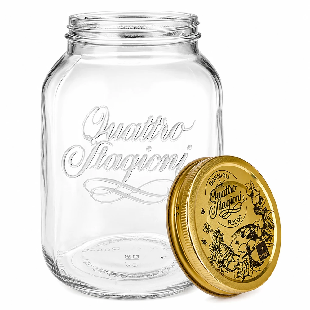 3000ml verre rond « Quattro Stagioni » avec couvercle Quattro Stagioni 3000ml bocal avec couvercle amovible et estampille italienne pour la conservation
