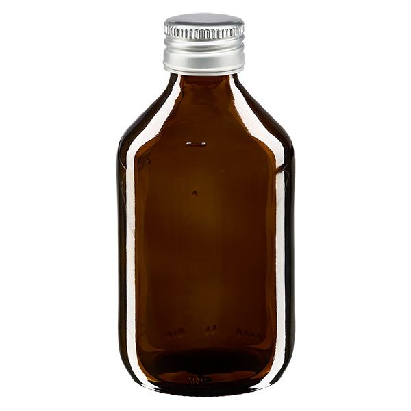 Flacon médical de 250ml brun avec bouchon en aluminium argenté Flacon médical de 250ml brun avec bouchon en aluminium argenté