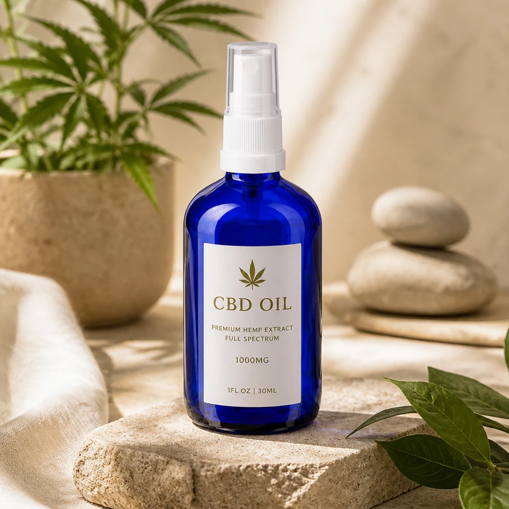 Flacon de pharmacie bleu 100ml embout spray blanc Flacon vaporisateur bleu de 100 ml en verre d'apothicaire avec tête de vaporisation blanche, pour l'huile de CBD et les cosmétiques naturels