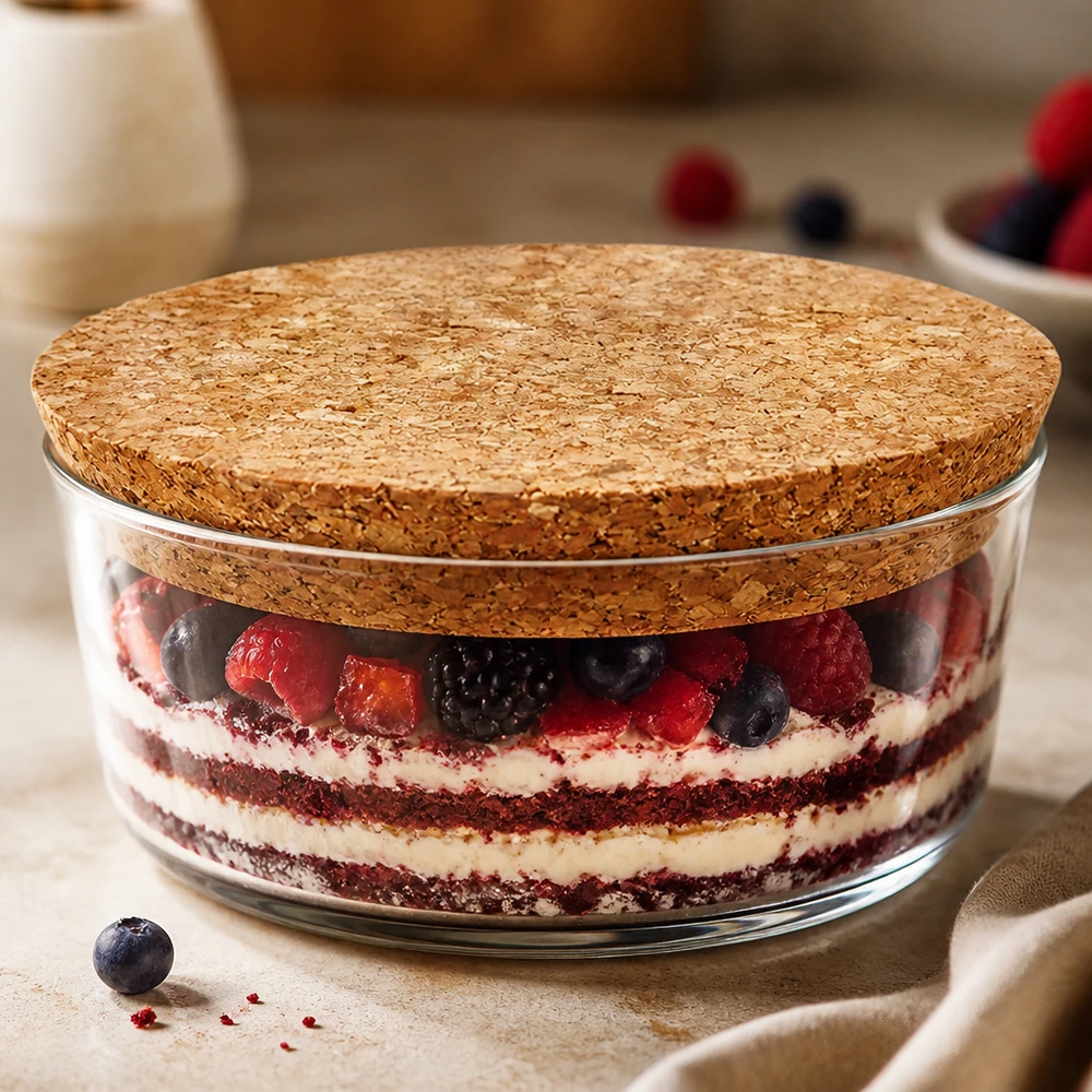 Bouchon naturel pour WECK RR100 (ø90/104, hauteur 20mm) WECK RR100 Bouchon en liège comme couvercle pour pot à dessert avec baies Tiramisu bouchon pratique 94mm d'ouverture