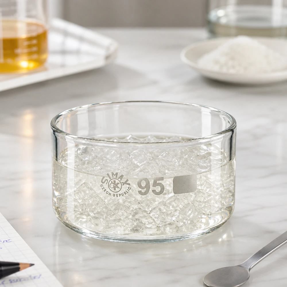 Coupelle de cristallisation de 300 ml remplie de perles de gel transparentes, en verre borosilicaté Simax, coupelle de laboratoire
