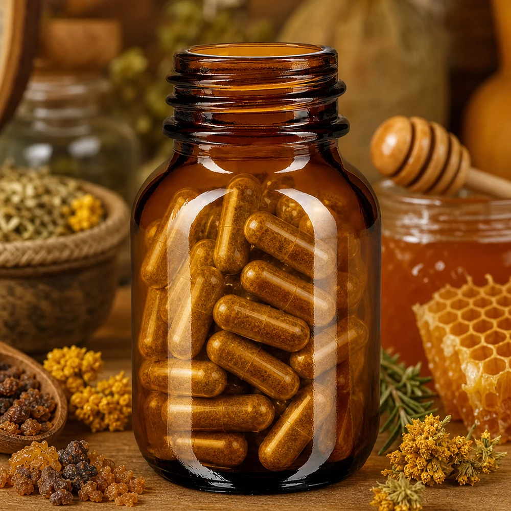 Bouteille compacte à large ouverture de 50 ml en verre brun robuste pour une conservation sûre des compléments alimentaires