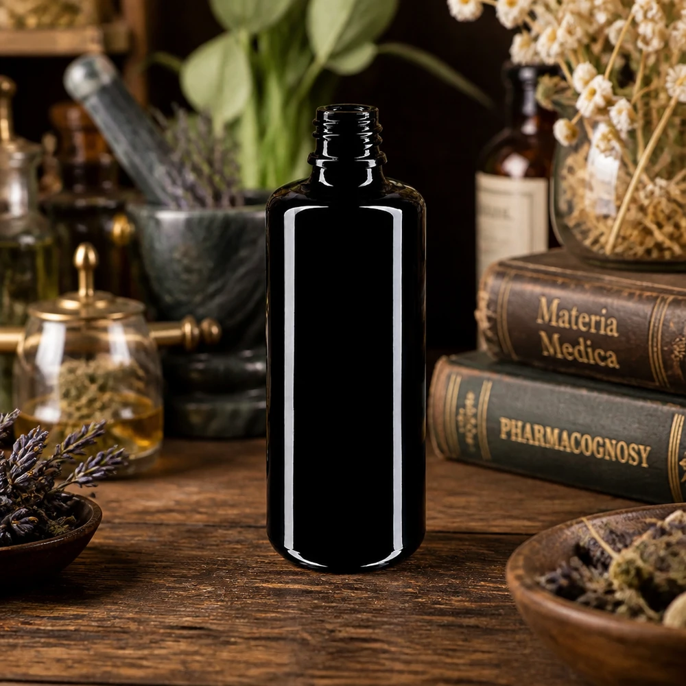 Flacon compte-gouttes Orion 100ml en verre violet premium avec surface mate pour une utilisation professionnelle