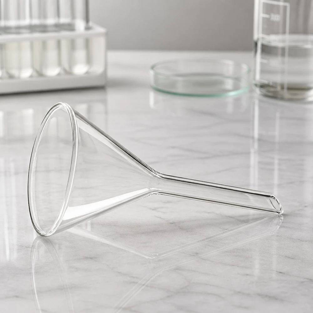 Entonnoir Ø 55mm - verre sodocalcique - angle 60° Entonnoir en verre de 55 mm de diamètre en verre sodocalcique de haute qualité avec un angle optimisé de 60 degrés
