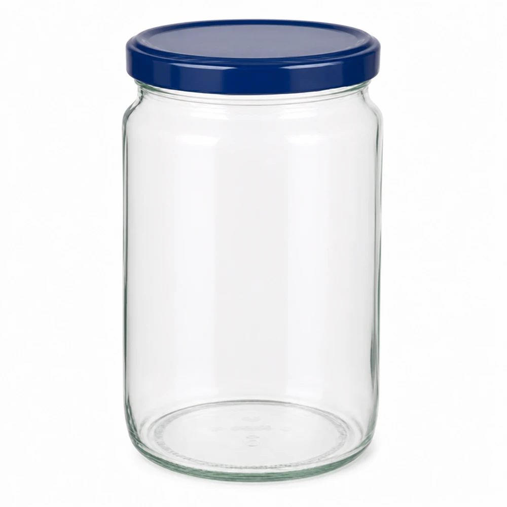 795ml Verre rond avec couvercle BasicSeal bleu UNiTWIST 795ml Rundglas mit blauem Schraubdeckel - vielseitiges Vorratsglas für Küche und Haushalt von Glas-Fabrik.de