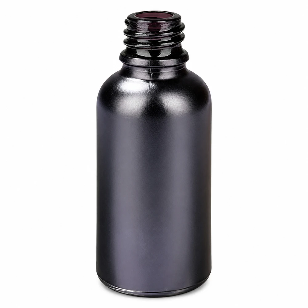 Bouteille de pharmacie cylindrique BlackLine de 30 ml avec une forme mince et un filetage professionnel UNiTWIST