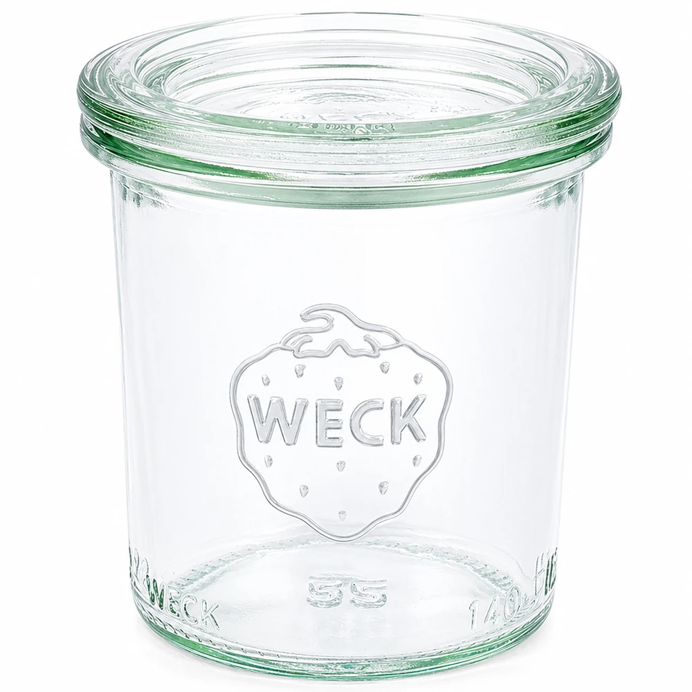 Bocal en verre de 140 ml avec couvercle en verre WECK RR60 WECK Pot renversé 140ml RR60 avec couvercle en verre transparent Pot de conservation et de stockage