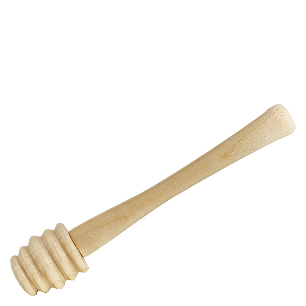 Cuillère à miel en bois d'érable de 10,5 cm de long avec tête rainurée pour doser le miel sur fond blanc