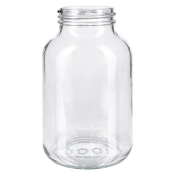 Bocal à col large en verre clair 1000 ml, goulot DIN 68, sans couvercle Bocal à col large en verre clair 1000 ml, goulot DIN 68, sans couvercle