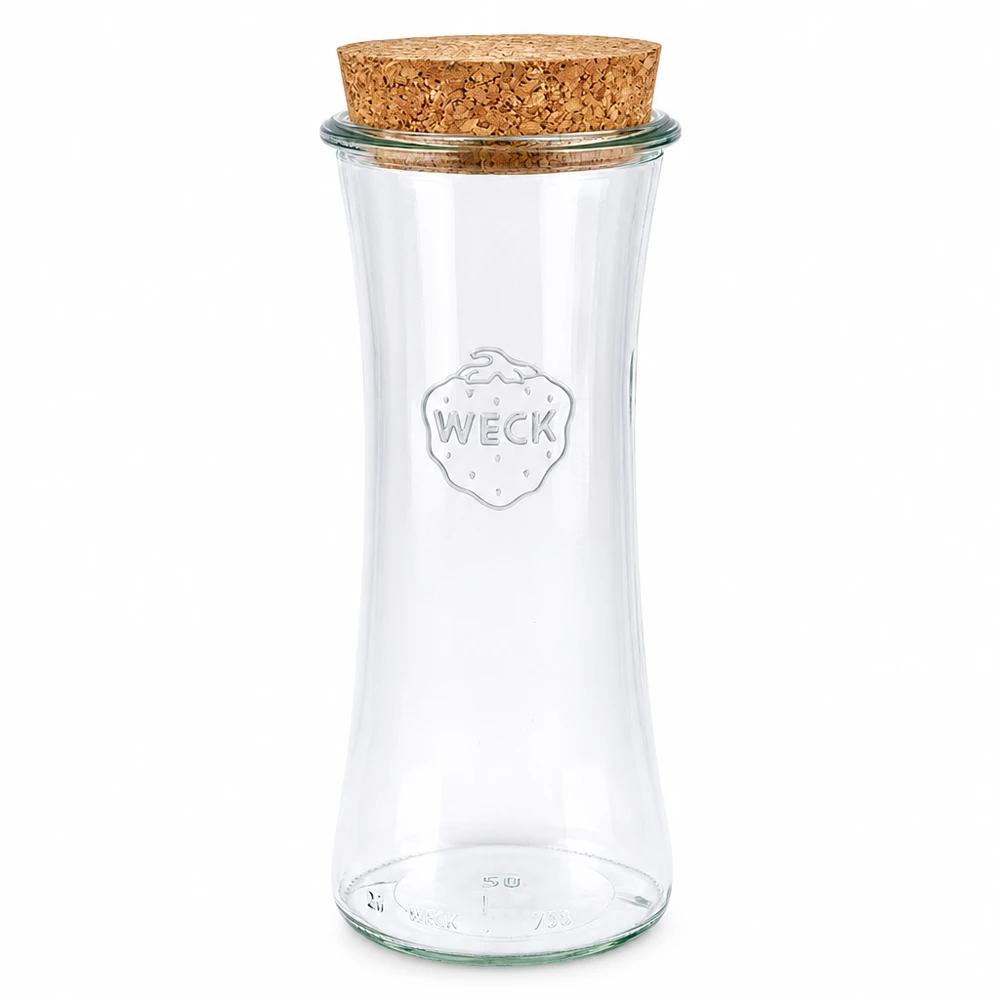 700ml bocal à gourmandises WECK RR80 avec bouchon nature WECK Pot à délicatesse 700ml RR80 avec bouchon en liège naturel Couvercle Pot de conservation transparent