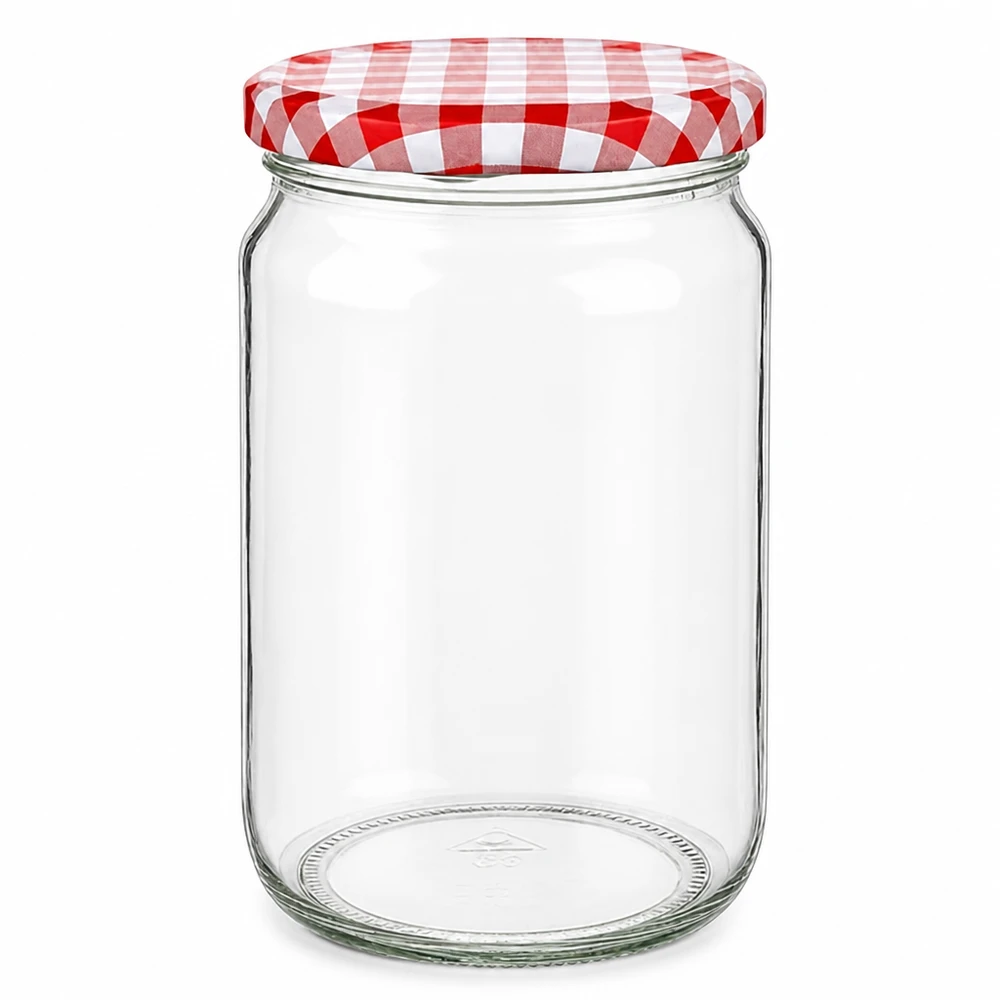 Pot rond de 795ml avec couvercle BasicSeal à carreaux rouges et blancs, bocal vide pour la conservation et le stockage