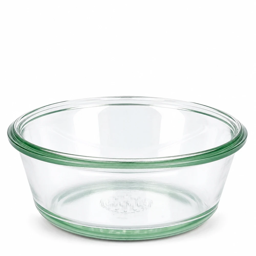 Bocal en verre gourmet WECK RR120 de 300 ml WECK Bocal Gourmet 300ml RR120 Bocal transparent avec bord vert en verre borosilicaté pour la mise en conserve