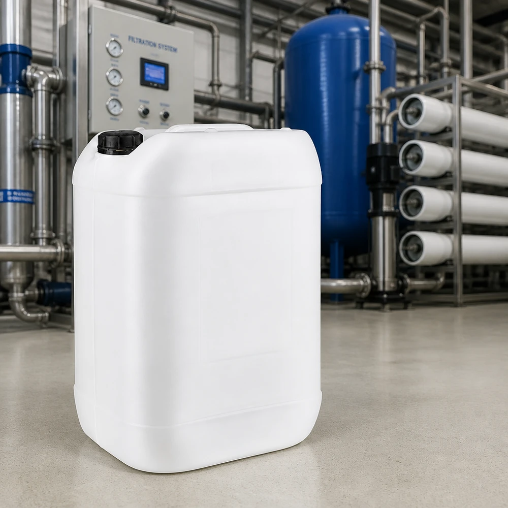 Jerrican de 25 litres avec bouchon à vis Bidon en plastique de 25 litres, adapté au contact alimentaire, muni d'un bouchon inviolable pour un stockage en toute sécurité