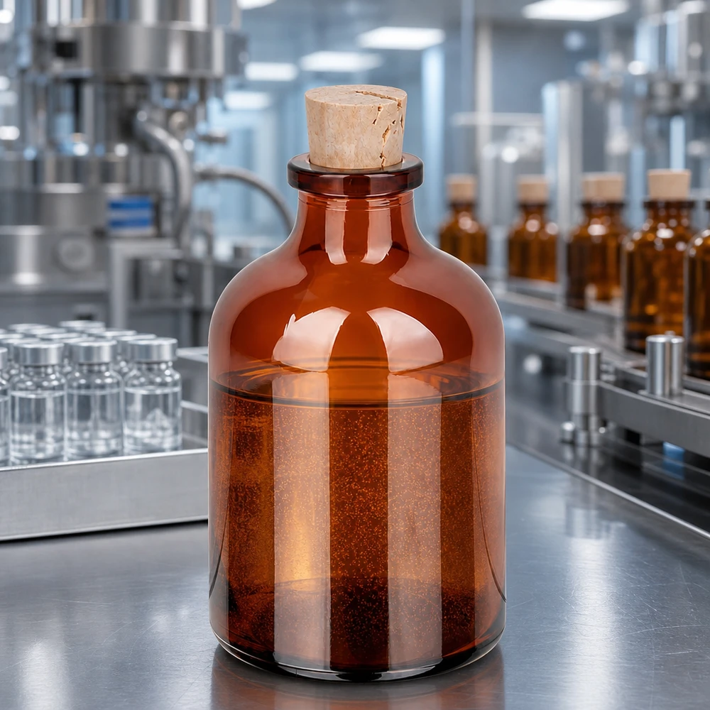 Braunglasflasche mit Korkstopfen 50ml zur sicheren Aufbewahrung organischer Lösungsmittel