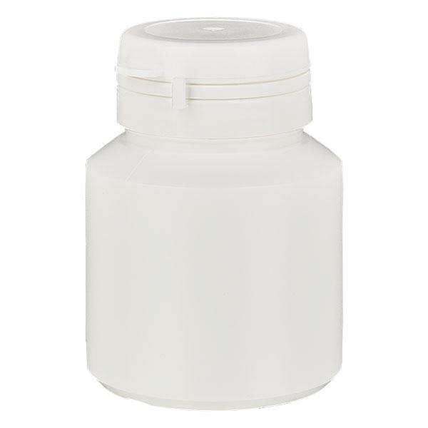 Boîte à comprimés blanche 40ml + Jaycap inviolable blanc Boîte à comprimés blanche 40ml + Jaycap inviolable blanc