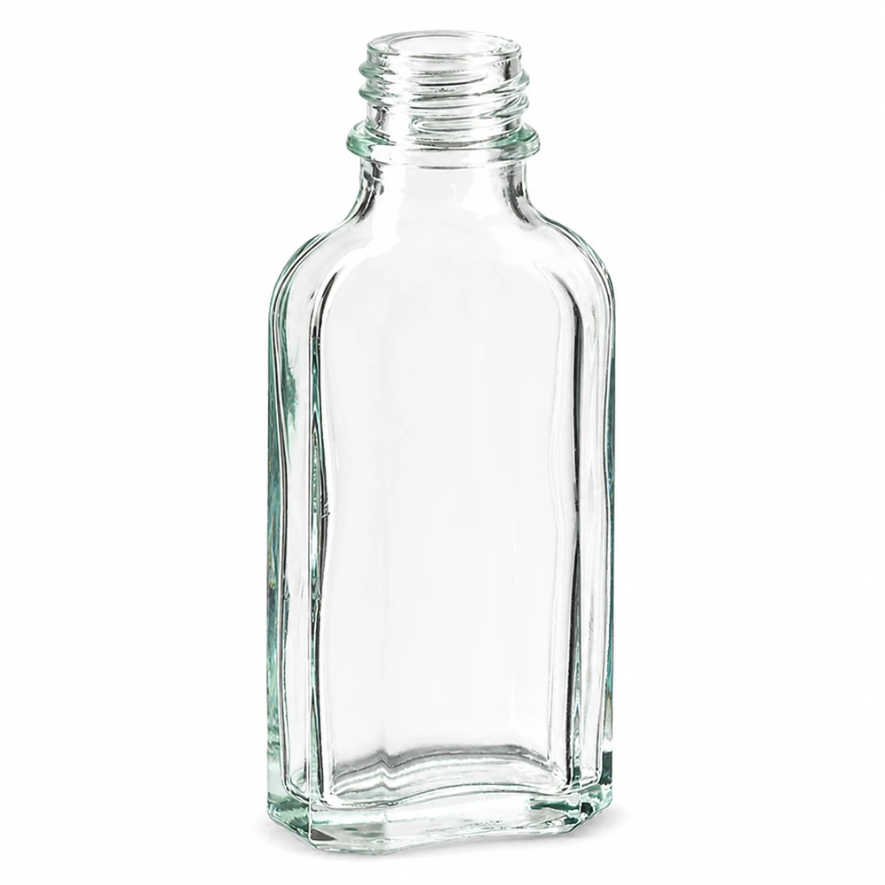Flacon Meplat transparent en verre de 50 ml, avec filetage DIN22, pour liquides