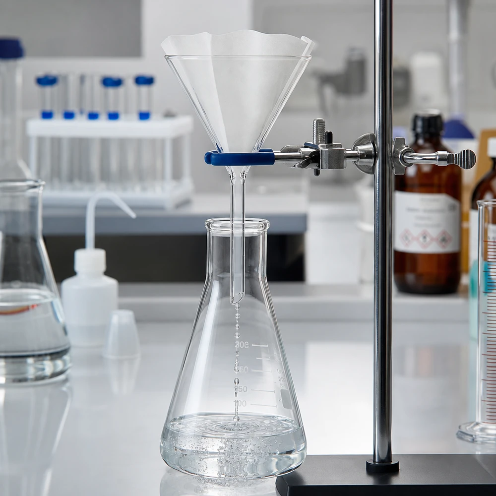 Entonnoir de laboratoire de précision 100mm en verre borosilicaté de haute qualité pour un dosage et un transvasement précis