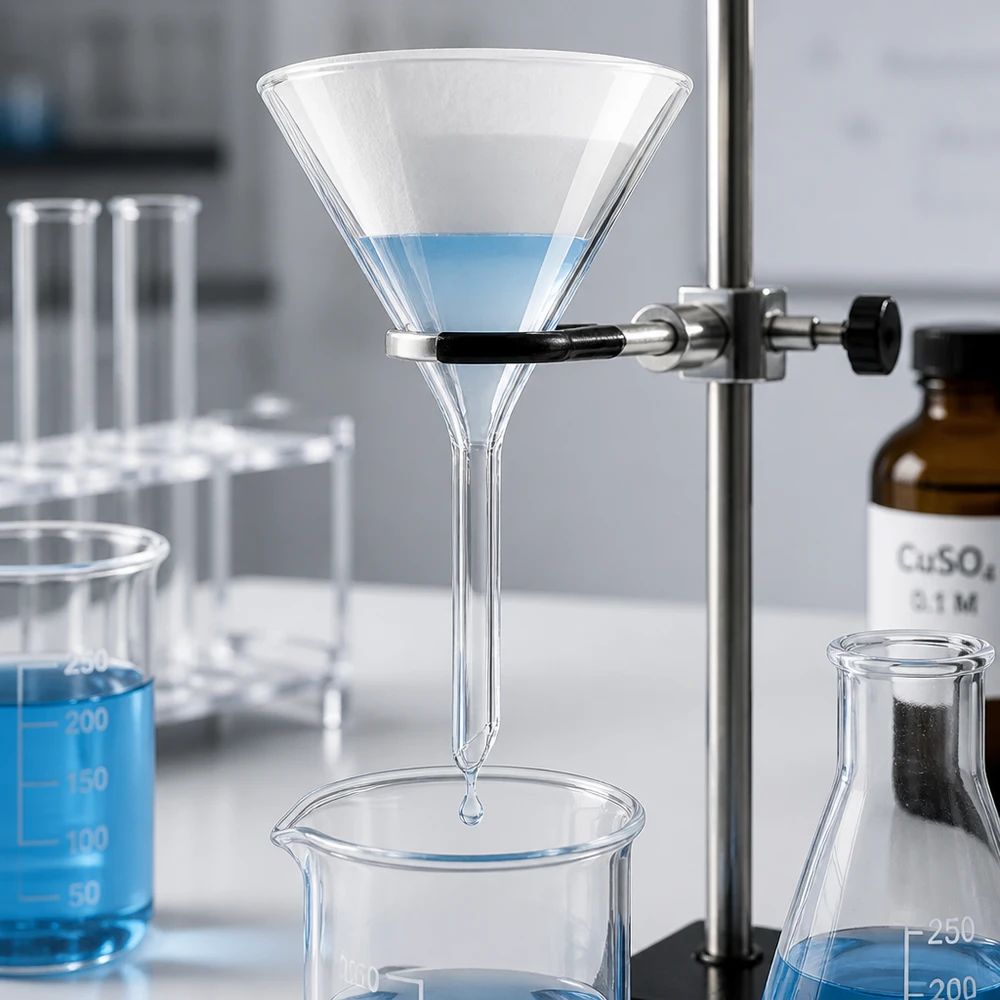 Entonnoir de laboratoire en verre sodo-calcique pour un transfert précis des liquides avec ouverture de 55mm et manche court