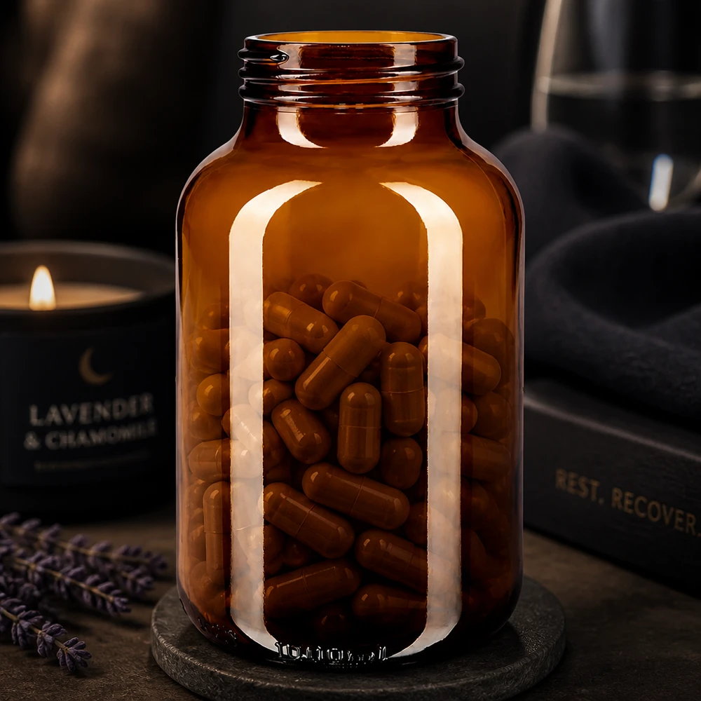 Bocal à col large en verre ambré 1000 ml, goulot DIN 68, sans couvercle Grande bouteille de pharmacie de 1000ml en verre brun idéale pour le stockage professionnel de médicaments