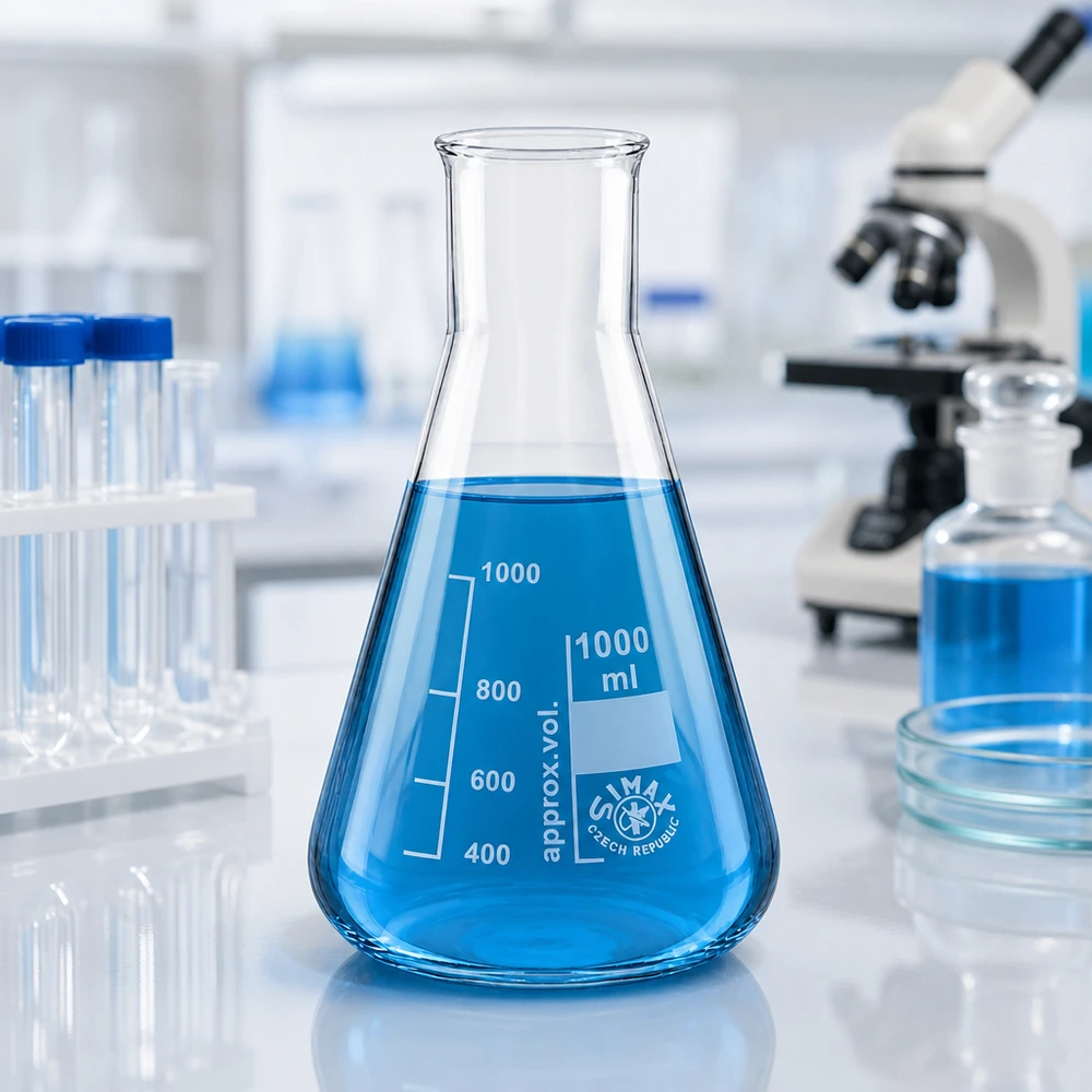 Erlenmeyer 1000ml col large, verre borosilicate