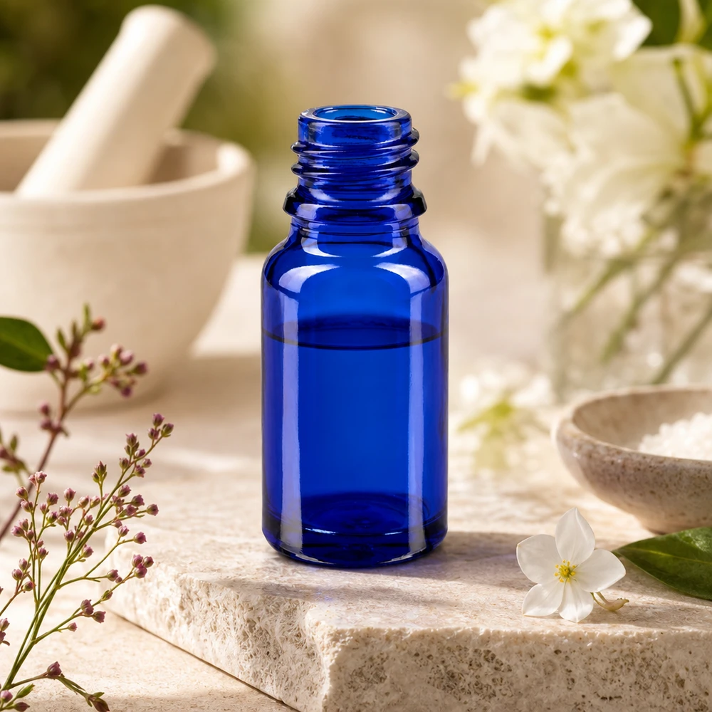 Flacon 10 ml DIN18 - verre bleu Bouteille en verre Premium de 10 ml, bleu pharmacie classique, pour le stockage stérile de liquides