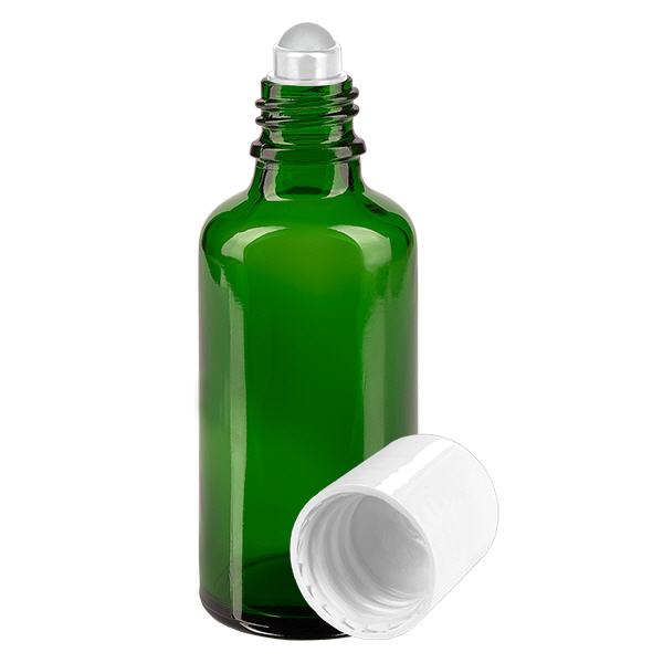 Flacon de pharmacie vert 50ml Roll-On bouchon blanc Flacon de pharmacie vert 50ml Roll-On bouchon blanc