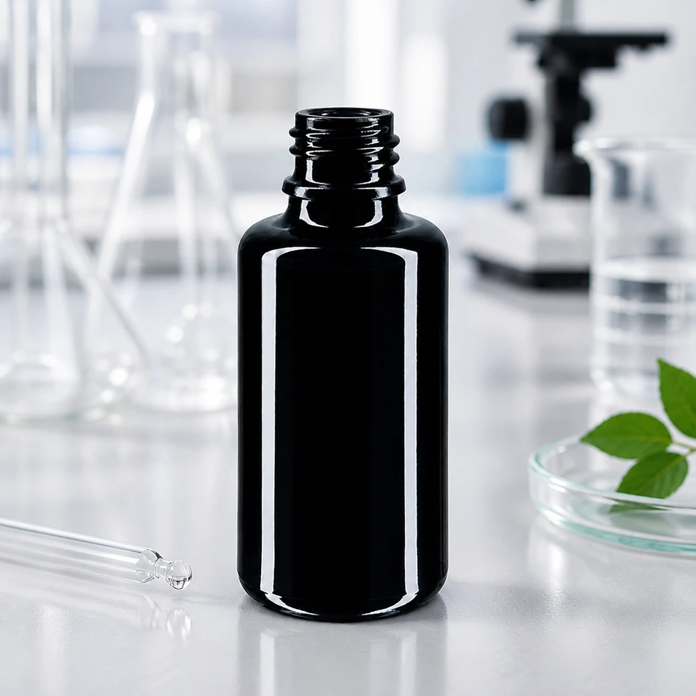 Flacon en verre violet 30 ml DIN18 (verre Miron) Flacon compte-gouttes Orion en verre violet de 30 ml pour applications pharmaceutiques et thérapeutiques