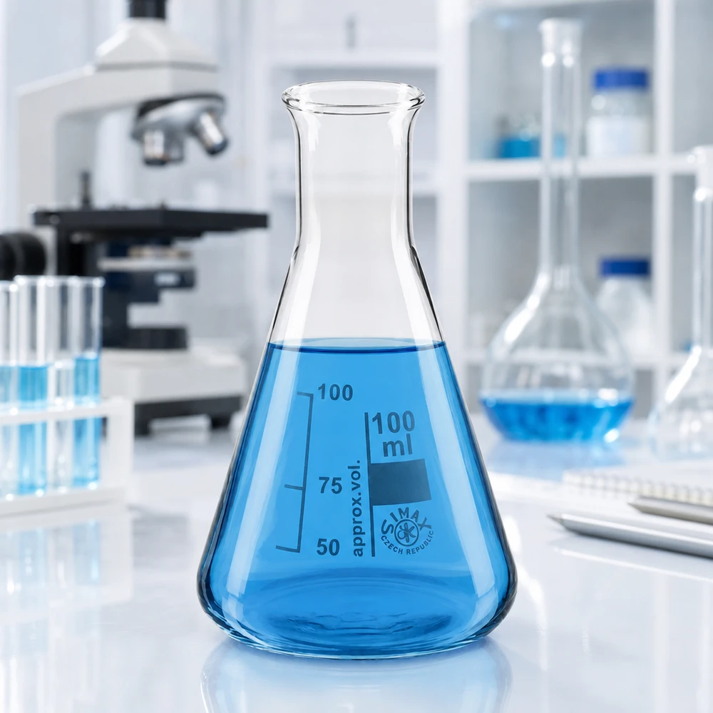 Erlenmeyer 100ml col étroit, verre borosilicate Equipement de laboratoire Fiole Erlenmeyer 100ml col étroit entre les tubes à essai et les appareils scientifiques