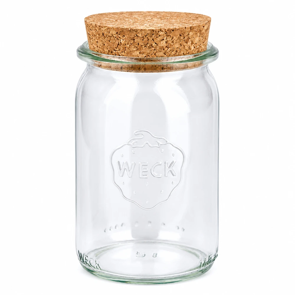 145ml bocal cylindrique WECK RR40 avec bouchon nature WECK Pot cylindrique 145ml RR40 avec couvercle en liège naturel Pot à provisions transparent Pot à conserves