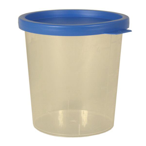 Pot à urine teinte naturelle 125 ml + couvercle à déclic bleu Pot à urine teinte naturelle 125 ml + couvercle à déclic bleu