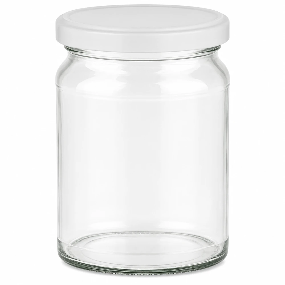 205ml Verre rond avec couvercle BasicSeal blanc UNiTWIST Bocal rond de 205ml avec couvercle blanc BasicSeal UNiTWIST - bocal transparent vide pour la conservation