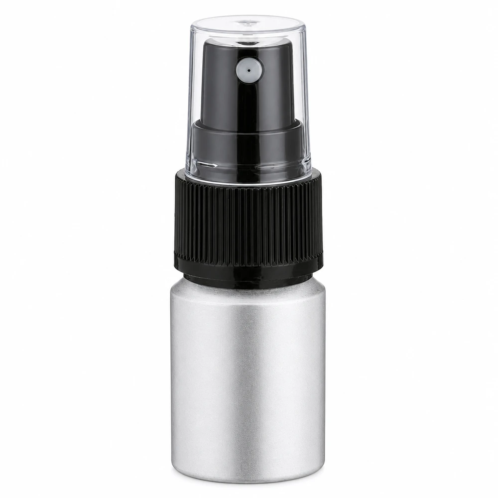 Bouteille en aluminium teinté 10 ml, avec vaporisateur à pompe noir Vaporisateur d'huiles essentielles en aluminium décapé de haute qualité 10ml